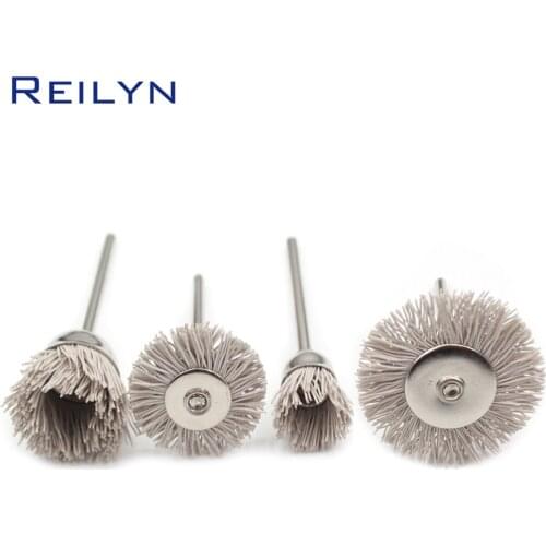 4 pcs dunpont fiber brush nylon polishing disc dunpont mop wheel polishing roller shank 3mm for electric grinder wood polishing