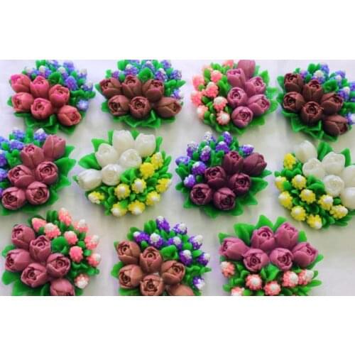 Silicone Flowers Molds 3d Mould of Tulips Soap Mold Forest Flowers Moulds Mothers Day Present Bouquet of Flowers PRZY 001
