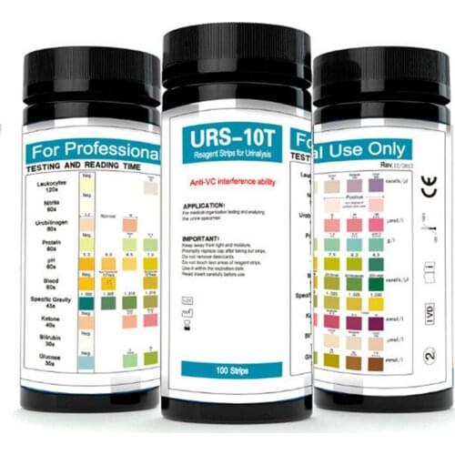 100Pcs URS-10T Strips Urinalysis Reagent Test Paper 10 Parameters Urine Test Strips Leukocytes Nitrite Urobilinogen Protein Test