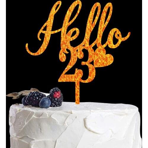 Personalized Age Birthday Party Cake Topper Hello 23 21 30 40 50 60 Birthday Cake Decorations Customized Rose Gold Cake Topper