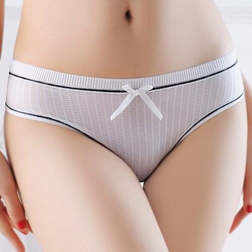 Women sexy panties lovely thongs girls active underwear ice silk bow intimates kawaii female bragas 8862