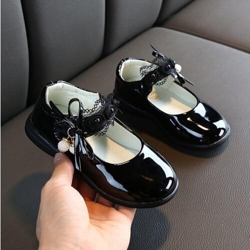 Girls Leather Shoes For Children Wedding Dress Princess School Shoes Kids Non-slip Fashion Bow Student Flats Dance Shoes Sandals