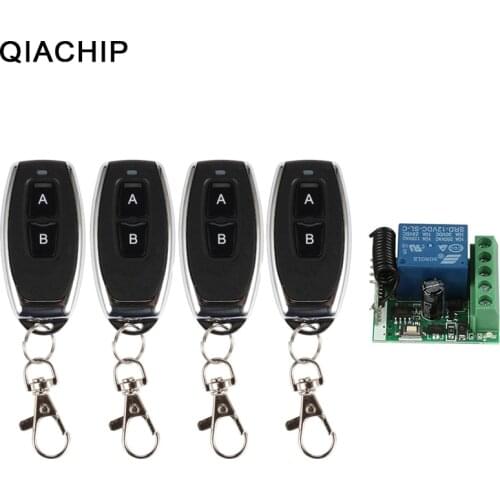 QIACHIP 433 Mhz Universal Wireless Remote Control Switch DC 12V 1CH Relay Receiver Module + Transmitter Electronic Lock Control