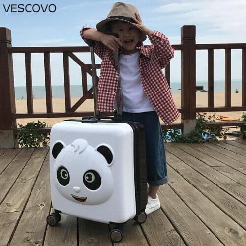 VESCOVO 20 inch cartoon Children trolley case small panda pattern travel suitcase cute boarding password luggage for kids
