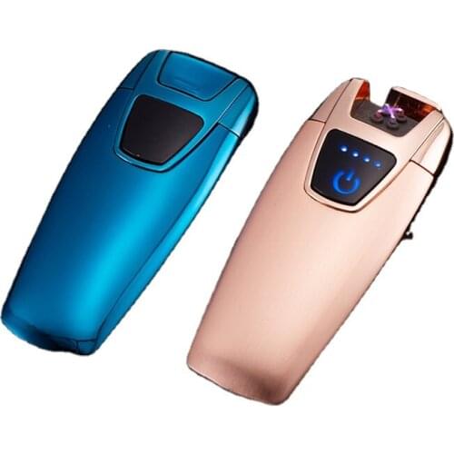 Dual Arc Lighters Windproof USB Rechargeable Cigarette Lighter For Gift