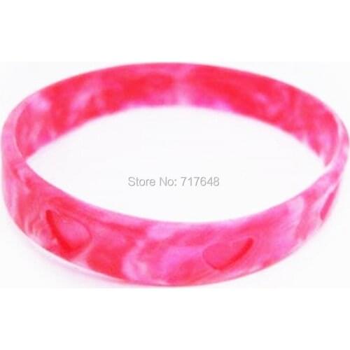 100pcs Heart Red and White Camouflage wristband silicone bracelets free shipping by ePacket A