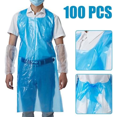 100 Pcs Disposable Cleaning Apron Transparent Outdoor Camping PE Apron for Cooking Sanitary Kitchen Cleaning Painting Picnic