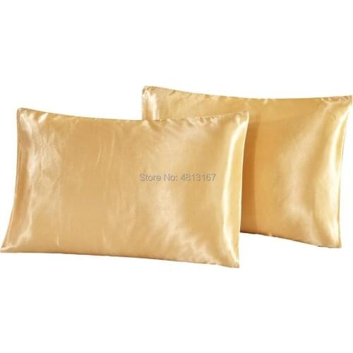 2pcs/pair Satin Silk Pillowcase Bedding Pillow Case Cover Smooth Soft for Hair and Skin Standard Queen King Russia US Size