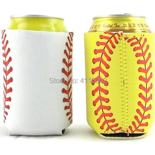 200pcs Can Sleeve Eco-friendly Baseball Pattern Can Cooler Neoprene Can Holders 13x10cm 2 Colors
