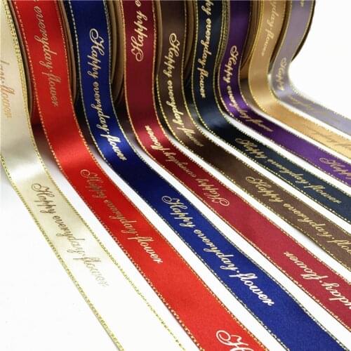 25mm Polyester Ribbon Bronzing Ribbon Printed Christmas Ribbon For Christmas Decoration DIY Sewing Fabric