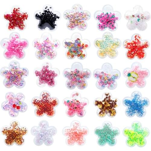 53x53mm Star Shape Transparent Qucksand Shaker Bling Sequins DIY Make Hair Clip Accessories Craft Phone Decoration,10Yc10432