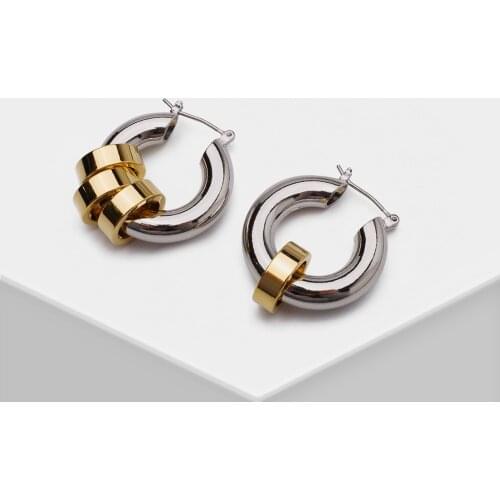 AMORITA Irregular asymmetric patchwork metal Hoop Earrings
