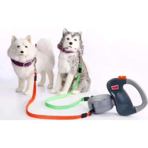 Automatic Retractable Reflective Double-Ended Traction Rope One plus Two Dog Chain Two Dog Leash Pet Supplies Puppy Patrol Rope