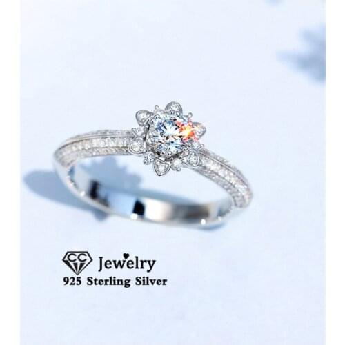 CC Wedding Rings For Women Solid 925 Silver Engagement Bridal Cubic Zirconia Fine Jewelry Temperament Bijoux Femme CC3185