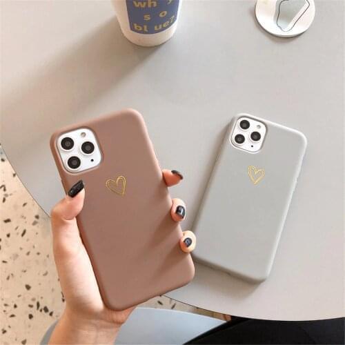 Cute Cartoon Gold Love Heart Phone Case For iPhone 12 Pro X XR XS Max 7 8 Plus 12mini Fashion oft TPU For iPhone 11 Cover Coque