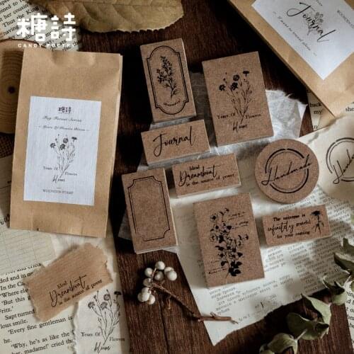 Fog Forest Retro Label Decorative Stamps Wood Mounted Rubber Stamps for Card Making DIY Crafts Scrapbooking Journal Planner