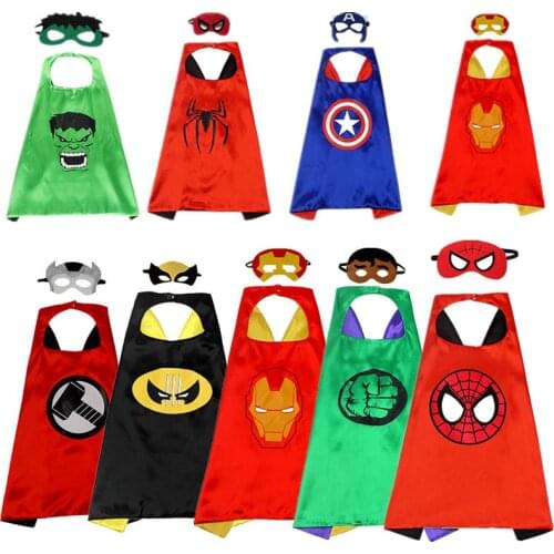 Children Superhero Hulk/Spiderman/Iron Man/Captain America Cloak Cosplay Kids Halloween Robe Costume Party Props