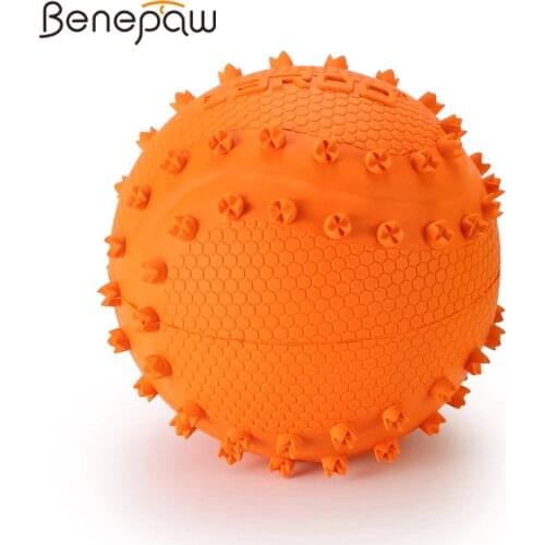 Benepaw Eco-Friendly Small Medium Dog Ball Built-in Squeaker Strong Puppy Toys Interactive Pet Chewing Training Teeth Cleaning