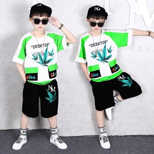 Teenager Boy Short Sleeve T Shirt + Shorts 2pc Sport Sets Summer Childrens Clothing Kids New Summer Boys Clothes Suits 4-12Y