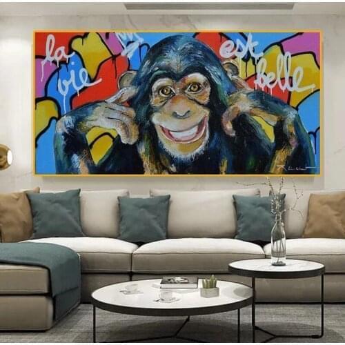 Graffiti Funny Monkey Wall Art Canvas Prints Abstract Animals Pop Art Canvas Paintings Wall Decora Pictures For Kids Room
