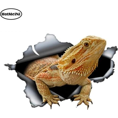 HotMeiNi 13cm x 8.7cm Bearded Dragon Car Sticker Torn Metal Decal Reflective Stickers Waterproof Animal Car Styling Pet Decals