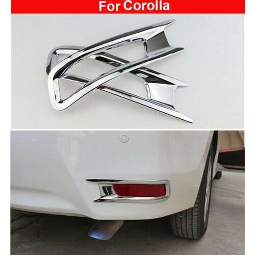 Chrome Rear Bumper Fog Lamp Light Cover Trim Frame Decor Fit for Toyota Corolla Altis 2014
