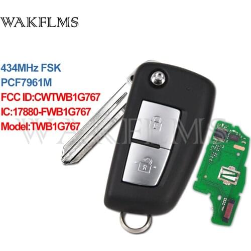 2 Buttons 433MHz PCF7961M Flip Remote Key For Nissan Qashqai J11 Pulsar C13 Juke F15 X-Trail T32 Micra CWTWB1G767