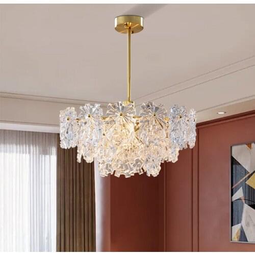 Creativity Snowflake Round shape Glass Chandelier Gorgeous atmosphere Living room Bedroom Restaurant Lights