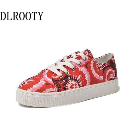 Women Sneakers Flats Casual Shoes Fashion Colorful Outdoor Breathable Couple Lace Up Female Platform Walking Plus Size 35-43