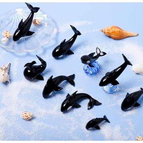 Mini Whale Model Handmade Accessories Glass Desktop Decor Glass Killer Whale Models for Kids Gifts Table Figurines Supplies