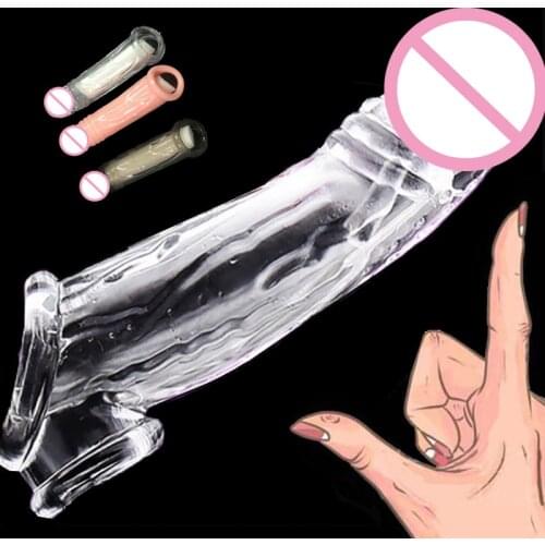 17Cm Reusable Condoms Goods For Of Adult Extender Sleeve For Penis Delay Ejaculation Sex Toys For Men Intimate Goods