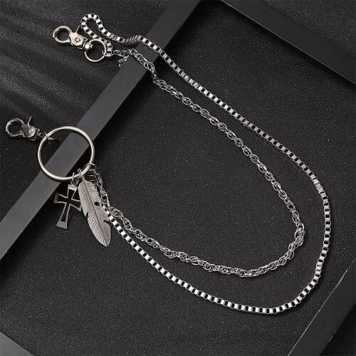 Fashion Metal Chain Rock Punk Hook Biker Trousers Pant Waist Link Belt key Chain Star Tassel Stage Rust Proof Chain