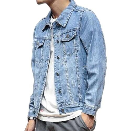 2021 Autumn Mens Denim Jackets Plus Size Light Blue Denim Coats Men Fashion Design Spring Large Male Oversized Jean Outerwear