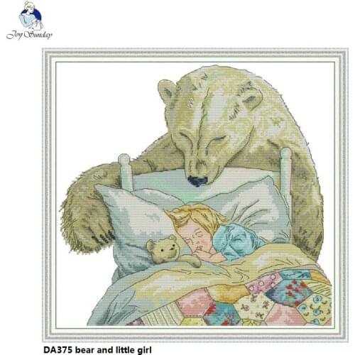 Bear and Little Girl Patterns Count DIY Handmade Cross Stitch kit Sale Cotton Thread Embroidery Set Home Decoration Send Gift
