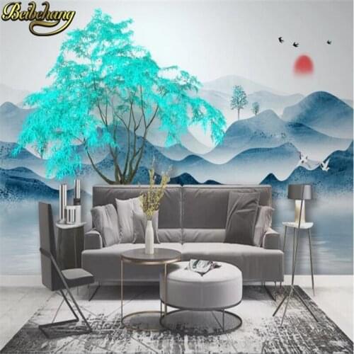 Beibehang custom Blue maple tree abstract photo mural wallpapers for living room decoration landscape TV background wallpaper 3D