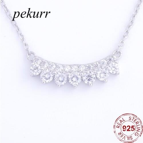 Pekurr 925 Sterling Silver 18 Cubic Zircon Big Gems Skirt Shape Long Necklaces For Women Pandents Fine Jewelry Choker Boho Gifts