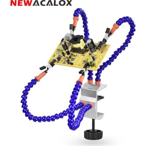 NEWACALOX Soldering Tool Table Clamp PCB Soldering Holder 4PC Flexible Pipe Welding Fixture Repair Tool Soldering Stand