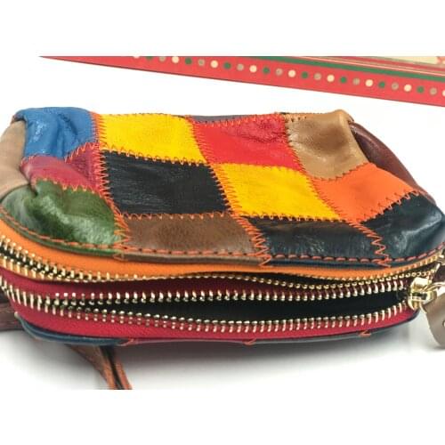 Lovely leather coin purse with colorful prints