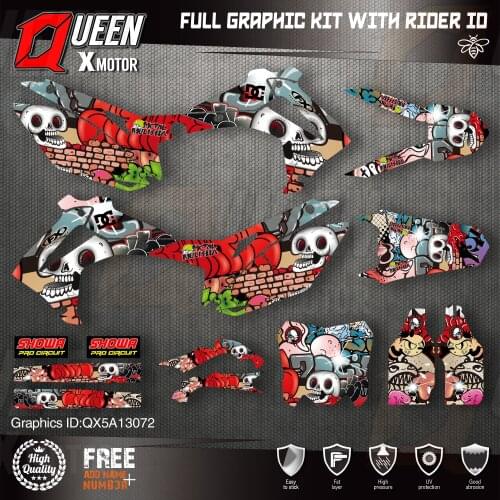 QUEEN X MOTOR Custom Team Graphics Backgrounds Decals Stickers Kit For HONDA 2014-2017 CRF250R 2013-2016 CRF450R 072