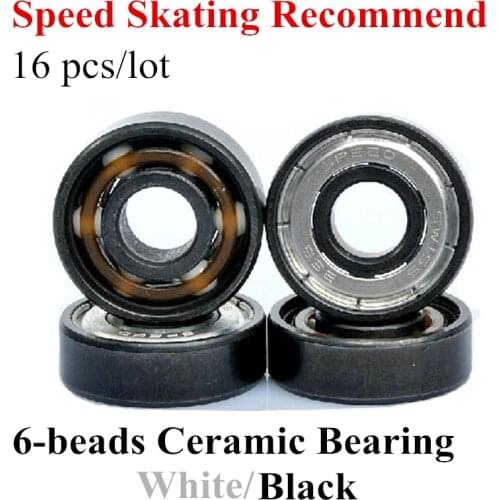 16 pcs inline speed skates roller patins white ceramic 608 bearing ILQ-9 ILQ-11 Si3N4 black hybrid 6 bead for SEBA