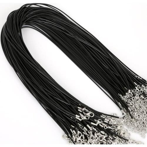 10pcs/lot 1.5mm 2mm Black Genuine Leather Cord Adjustable Braided 45cm Rope for DIY Necklace Bracelet Jewelry Making Findings
