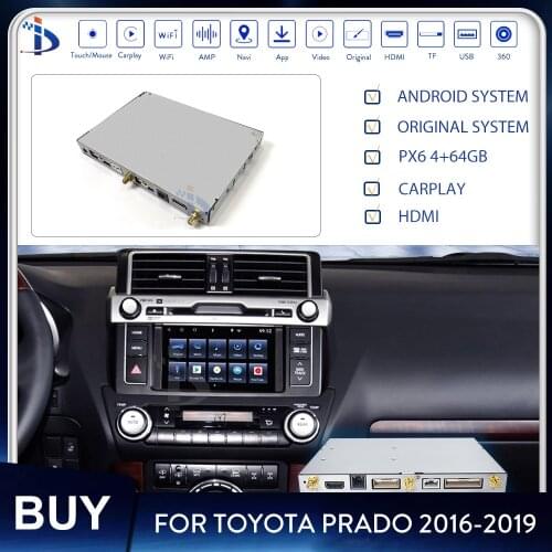 Android system car radio player video interface for Toyota Prado 2016-2019 GPS Navigator Multimedia Decoding Box Carplay