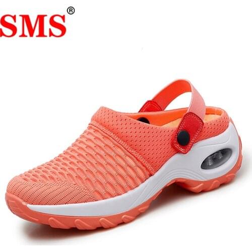 SMS New Women Shoes Casual Increase Cushion Outdoor Sandals Non-slip Platform Sandal Fashion Breathable Mesh Walking Slippers