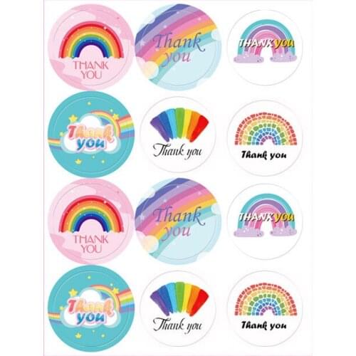 20 Sheets Thank You Sealing Sticker Flower Round Seal Paper Label DIY Decoration Tags Baking Cards Envelope Seal Wrapping Gift