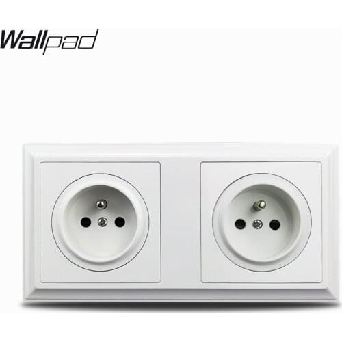 Wallpad White Cream Double French Wall Socket With Grounding L6 Plastic Palace Style, 172 * 86 mm