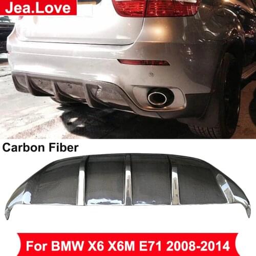 X6 X6M P Style Real Carbon Fiber Rear Lip Bumper Back Diffuser Protector Car Body Modification Part For BMW X6 X6M E71 2008-2014