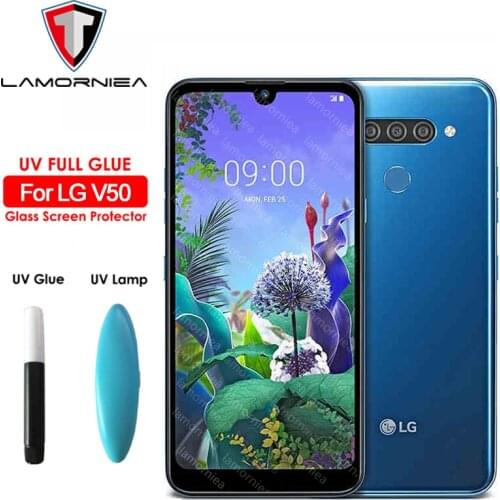 Lamorniea For LG V50 V40 V30 Full Glue Glass Screen Protector UV Liquid Full Screen Protector For LG V30 Plus G7 G8 Glass Film