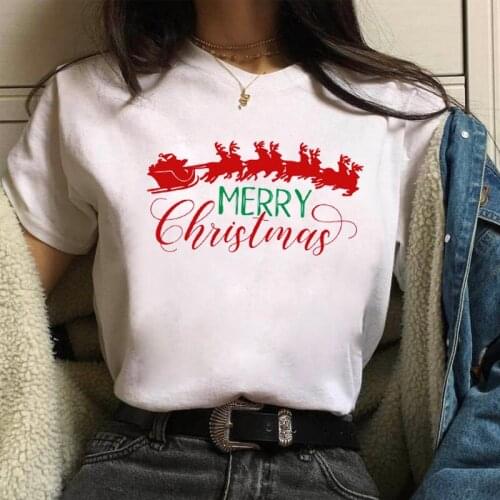 Christmas Style Top T Shirt Oversize Ladies Short-sleeved Merry Christmas Letter Print Women T-shirt