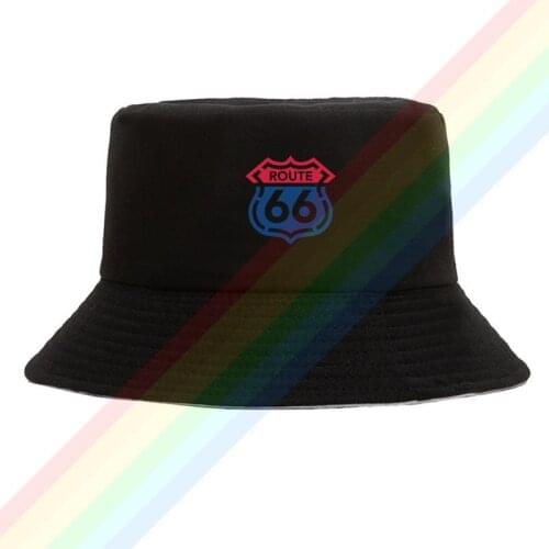 2021 Hot Sale Route 66 Red Bule Logo Summer Outdoor Cap Travel Beach Sun Hat Unisex Double Sides Wear