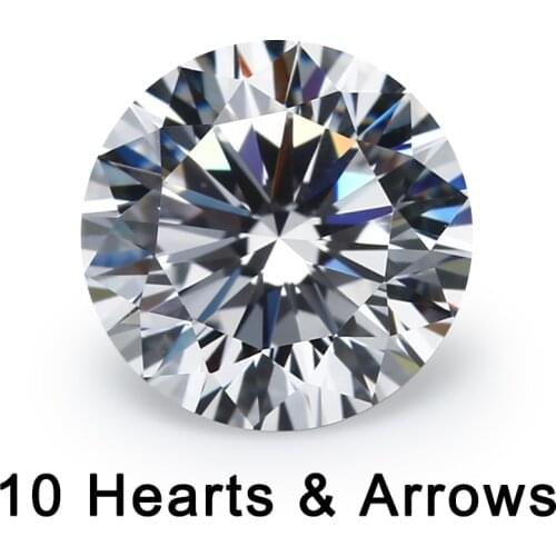 10 Hearts And 10 Arrow Cut 4~10mm Loose CZ 5A Quality White Cubic Zirconia Crystals Beads Stone Synthetic Gemstone